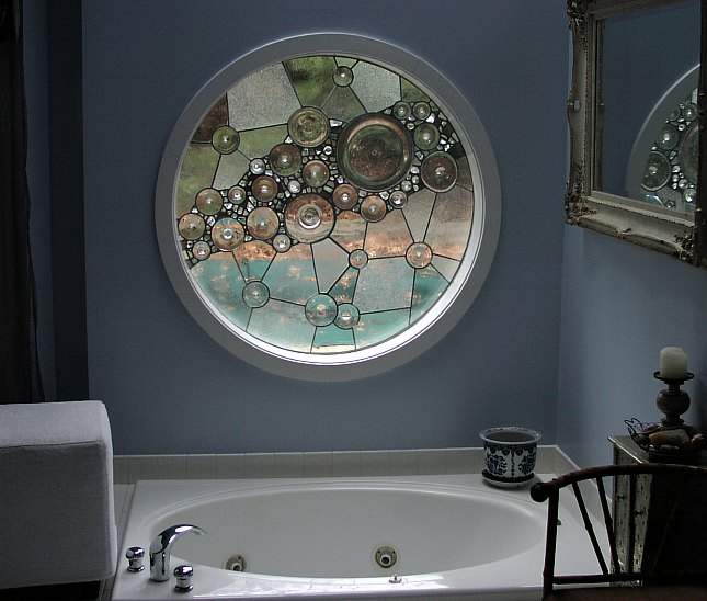 stained glass bathroom window